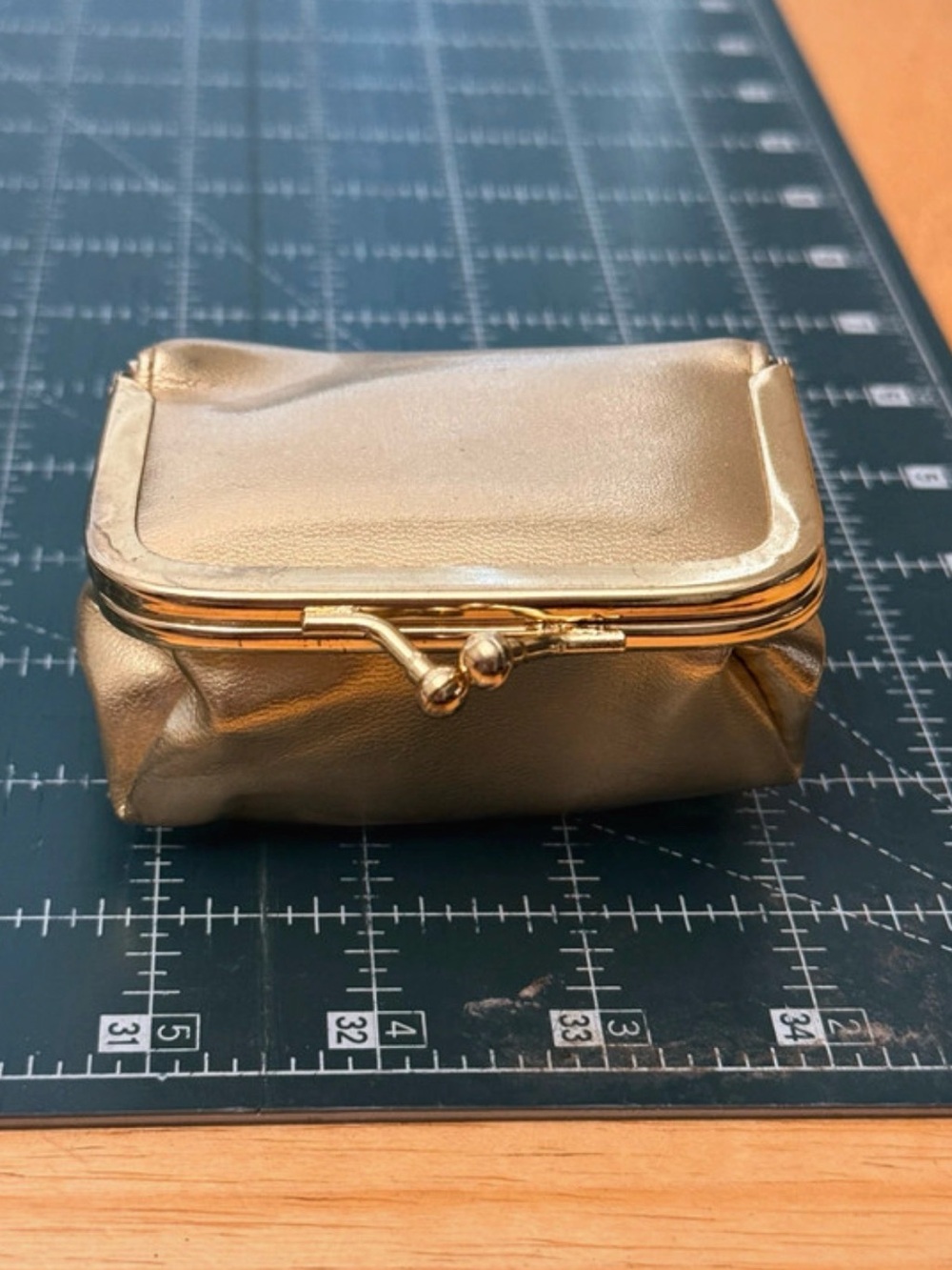 Gold Metallic Kiss-Lock Coin Purse - Women Bags